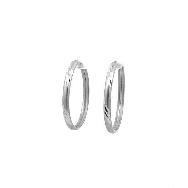 Women's White Gold Round Earrings