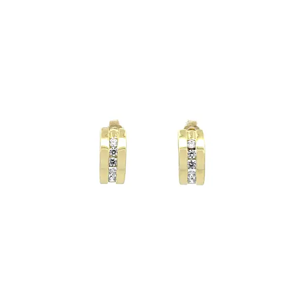 Gold Earrings with Zircons Semi-circles