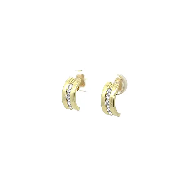 Gold Earrings with Zircons Semi-circles