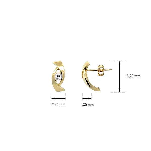 Gold Earrings with Zircons