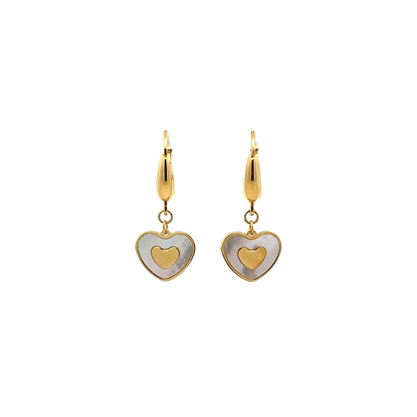 Gold Hanging Heart Earrings