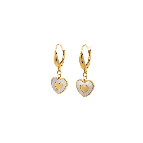 Gold Hanging Heart Earrings