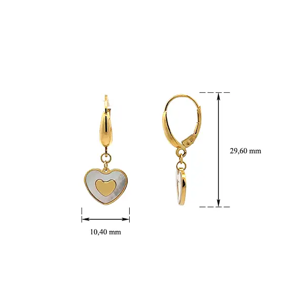 Gold Hanging Heart Earrings