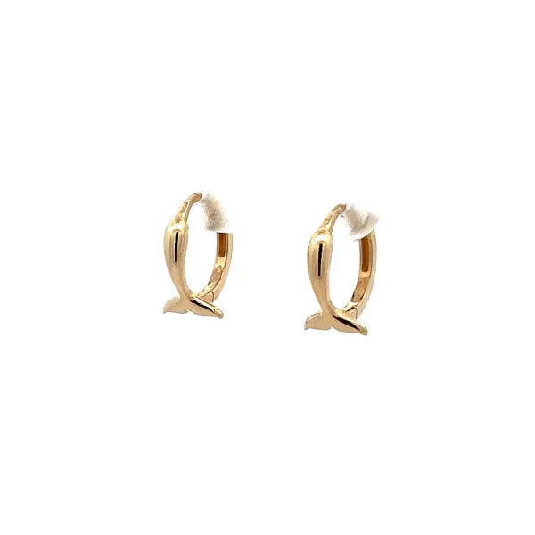 Gold Round Dolphin Earrings