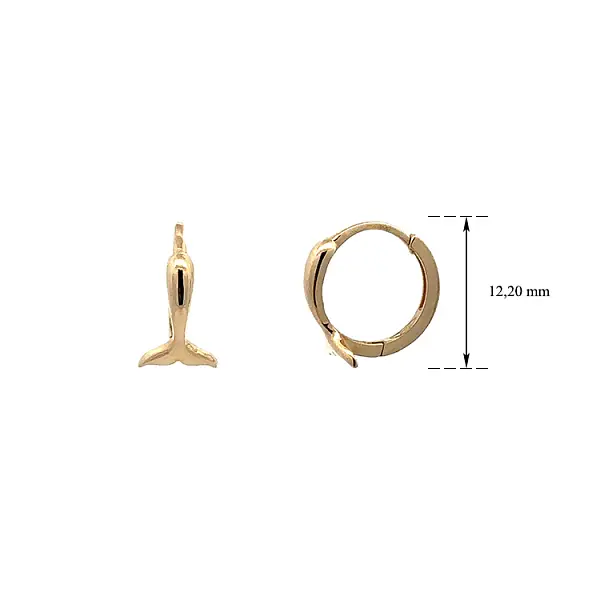 Gold Round Dolphin Earrings