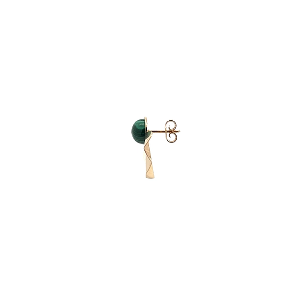 Gold Earrings with Malachite