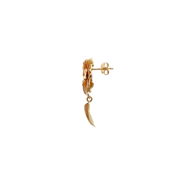 Gold Pendant Earrings with Enamel