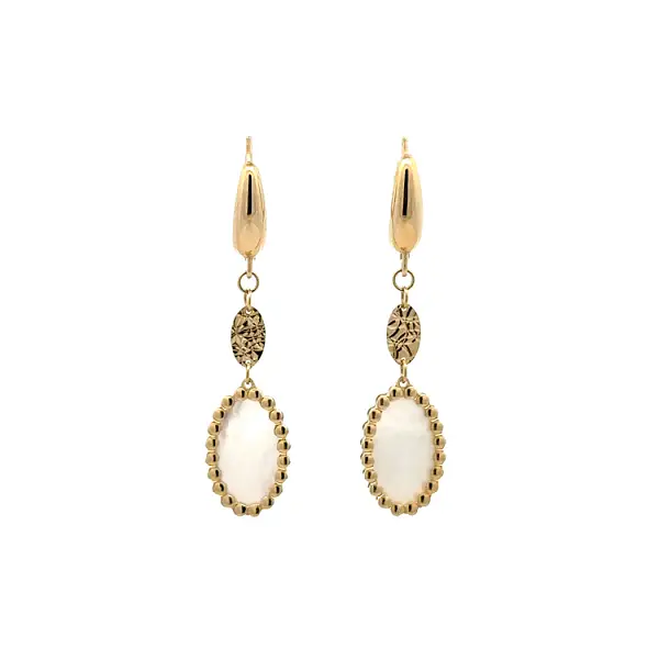 Gold dangle earrings with pearl