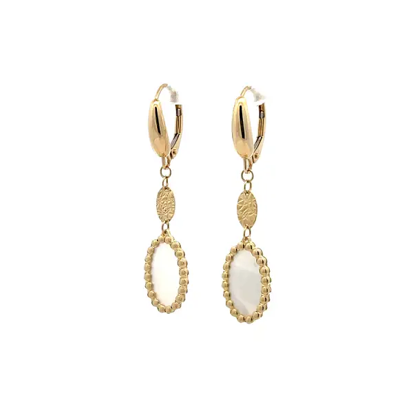 Gold dangle earrings with pearl