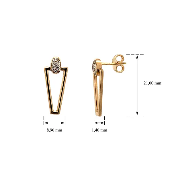 Gold Earrings with Zircons