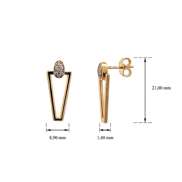 Gold Earrings with Zircons