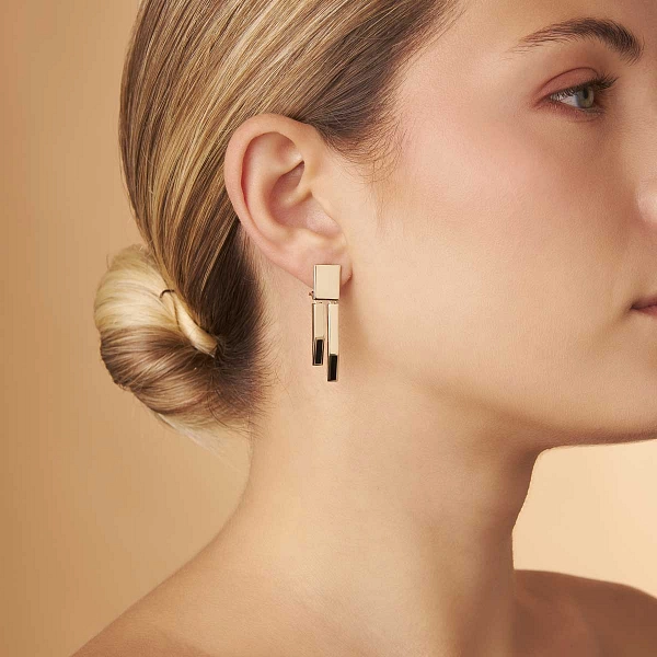 Gold Pendant Earrings with Enamel