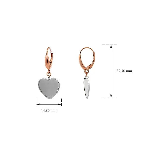 Pendant Earrings Heart in Gold Combination