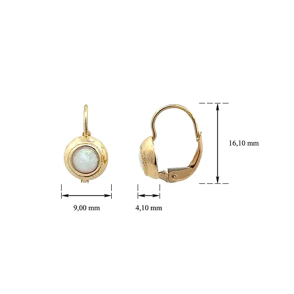 Gold Earrings with Opal