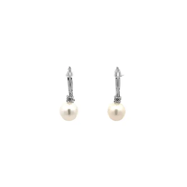 White Gold Pearl Earrings