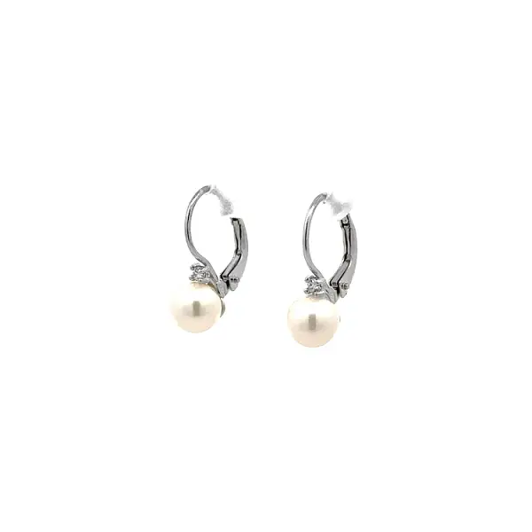 White Gold Pearl Earrings