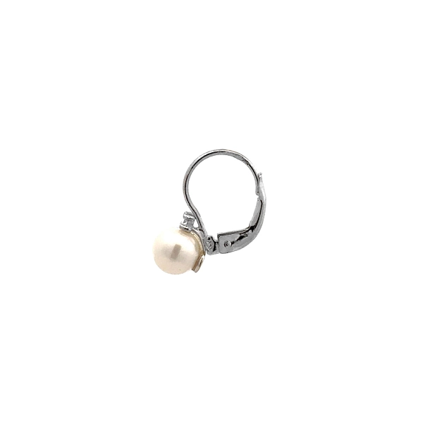 White Gold Pearl Earrings