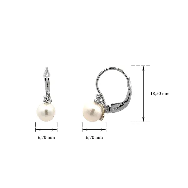 White Gold Pearl Earrings