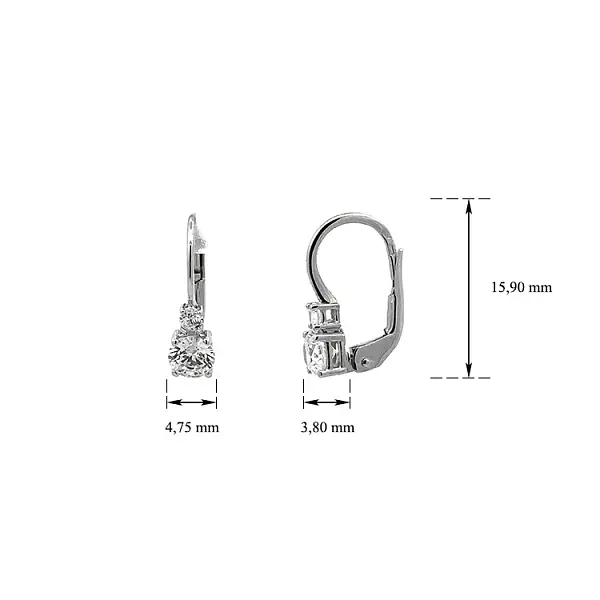 Earrings with White Gold Zircons