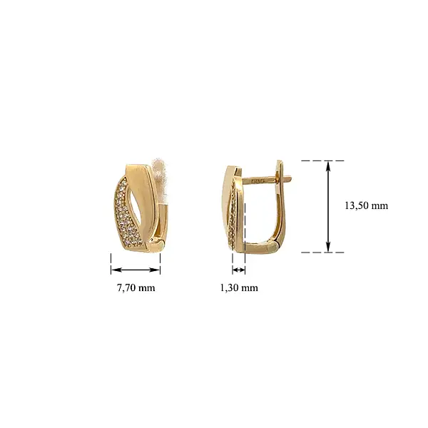 Gold Earrings with Zircons