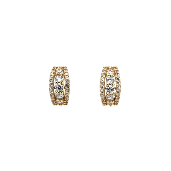 Gold Circular Earrings with Zircons
