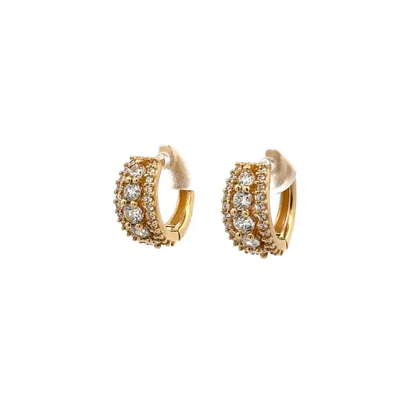 Gold Circular Earrings with Zircons