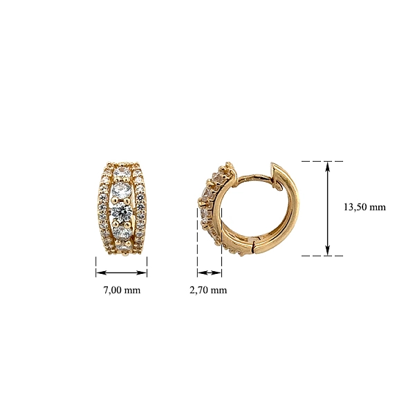 Gold Circular Earrings with Zircons