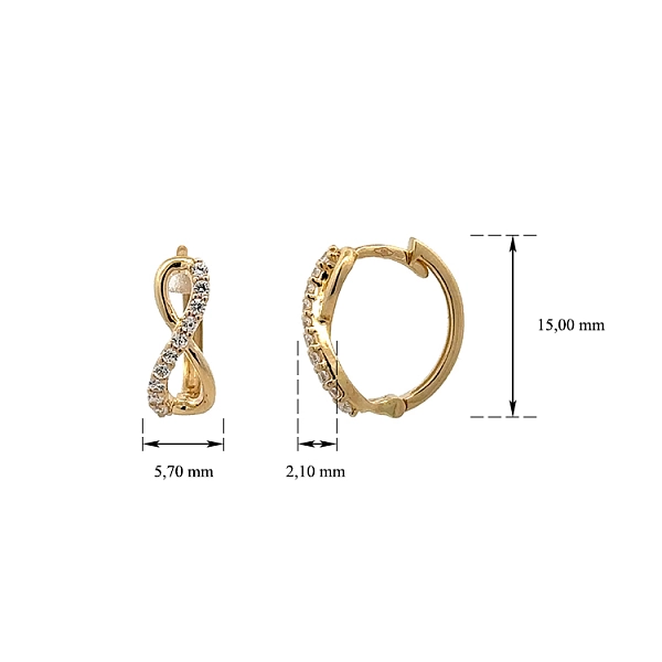Golden Infinity Earrings with Zirconias