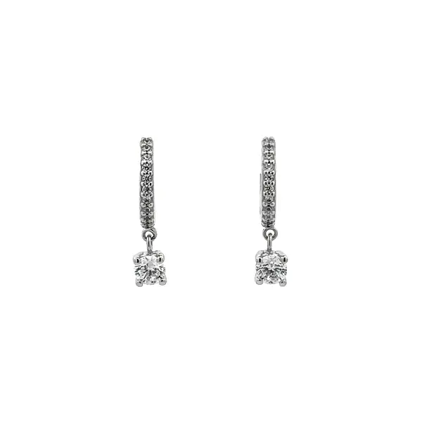 Pendant Earrings with White Gold Zircons