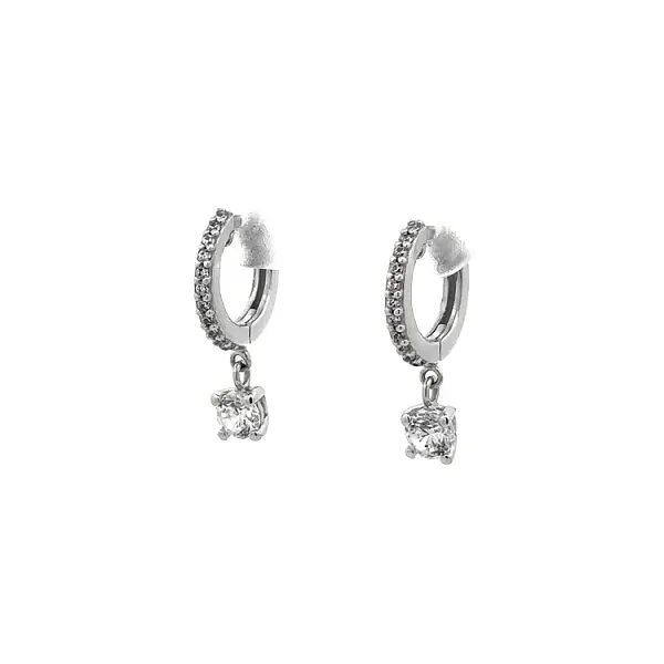 Pendant Earrings with White Gold Zircons