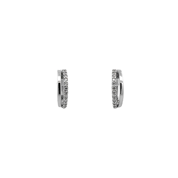 Round Earrings with White Gold Zircons