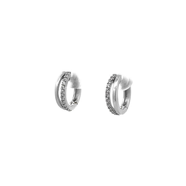 Round Earrings with White Gold Zircons