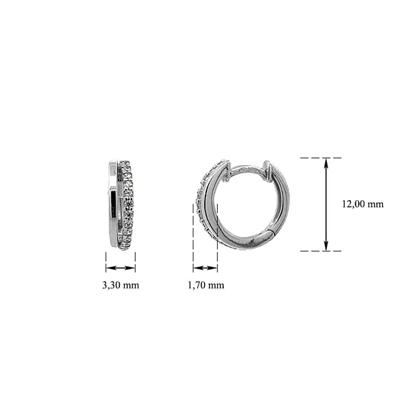 Round Earrings with White Gold Zircons