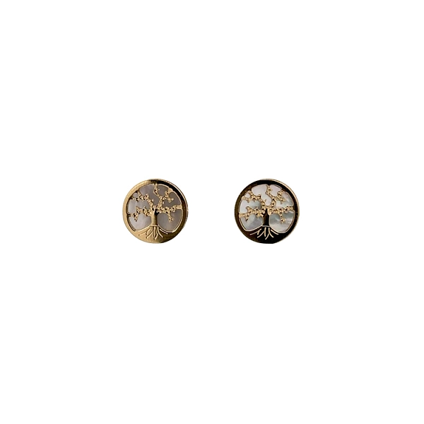 Golden Tree of Life Earrings with Pearl
