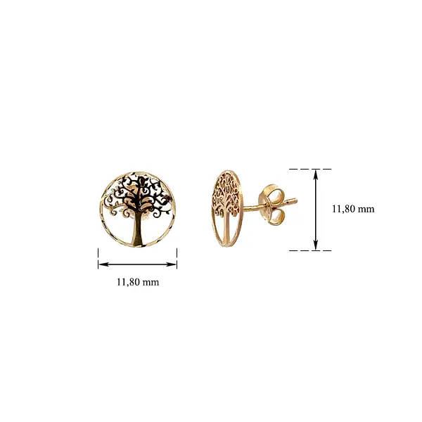 Gold Earrings Tree of Life