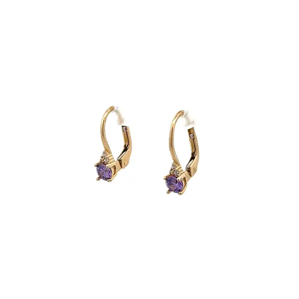 Gold Earrings with Amethyst