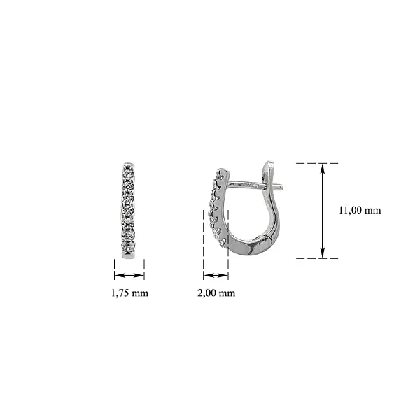 Earrings with White Gold Zircons