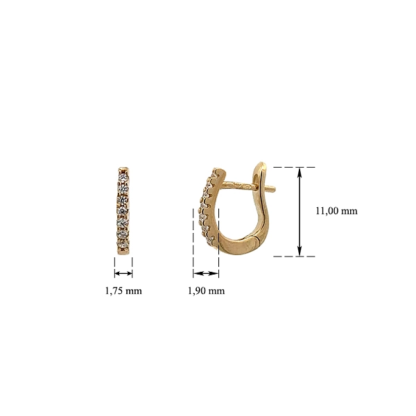 Gold Earrings with Zircons