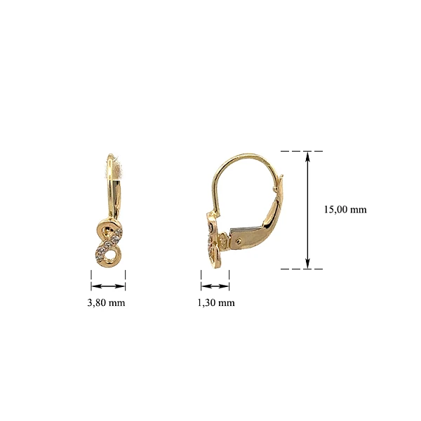 Golden Infinity Earrings with Zirconias