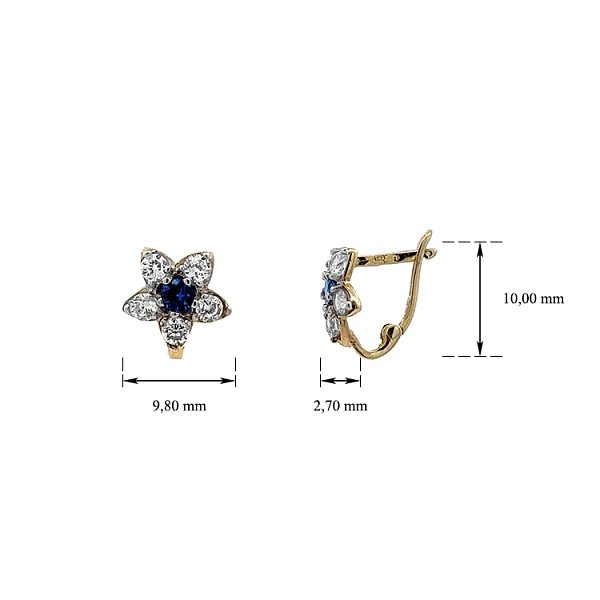 Gold Earrings with Sapphire