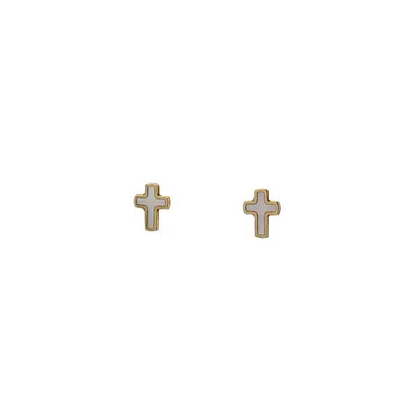 Cross Earrings made of Combination Gold