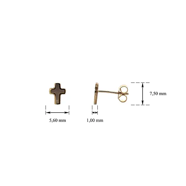 Cross Earrings made of Combination Gold