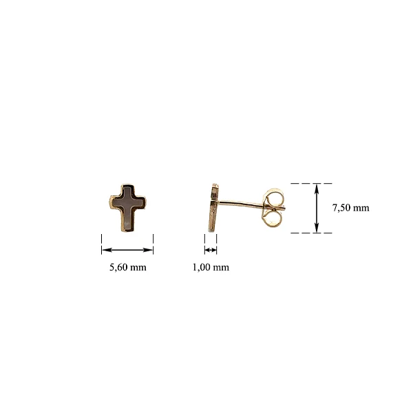 Cross Earrings made of Combination Gold