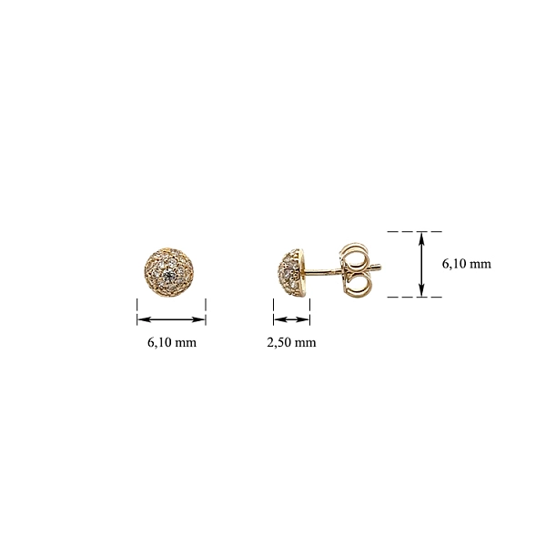Gold Pecky Earrings with Zircones