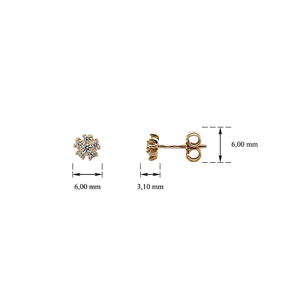 Gold Pecky Earrings with Zircones