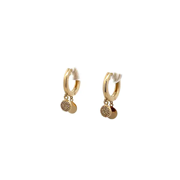 Gold Circular Earrings with Zircons