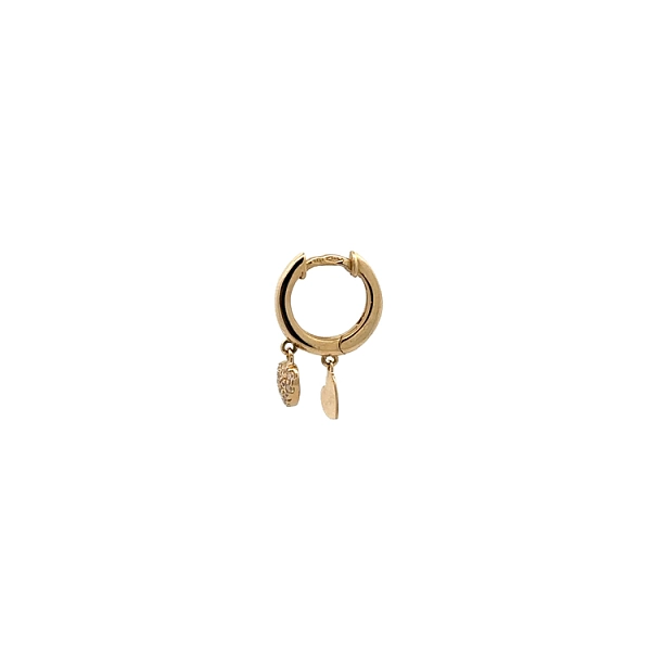 Gold Circular Earrings Hearts with Zircons