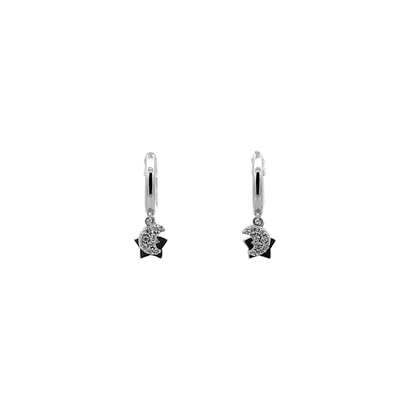 Earrings Crescents and Stars in White Gold