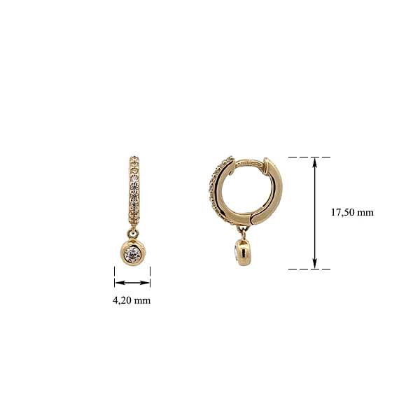 Gold Earrings with Zircons