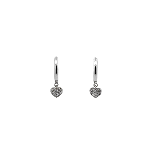 Earrings Hearts with White Gold Zircons
